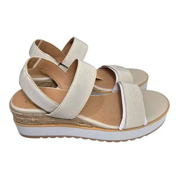 Madden NYC Wedge Strappy Pull-On Sandals Women’s Size 10 Talla Natural White - Picture 4 of 11